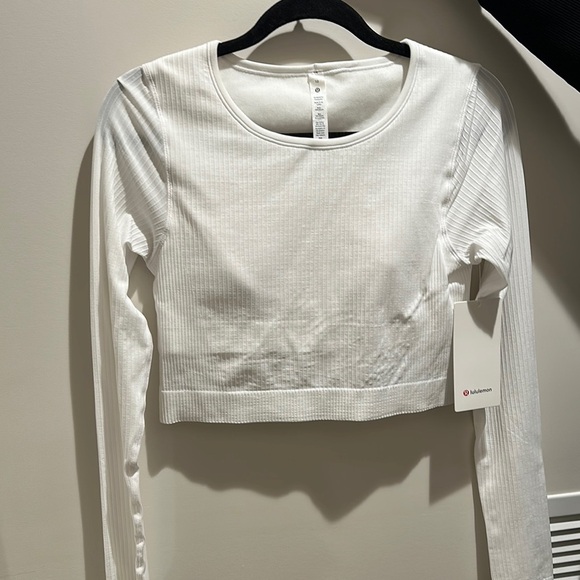 Lululemon Athletica White Long Sleeve Crop Bodysuit - Picture 1 of 3